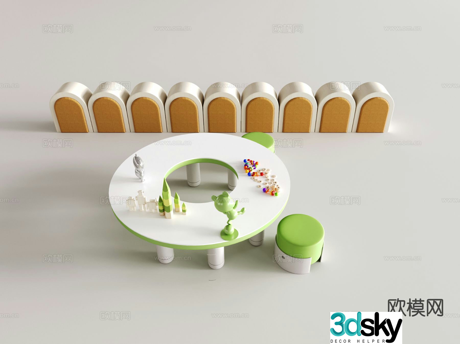 Modern children’s table and chair 3d model