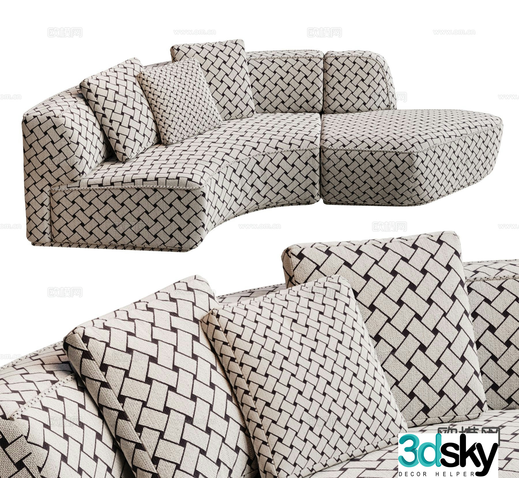 NeriHu special shaped sofa curved sofa 3d model