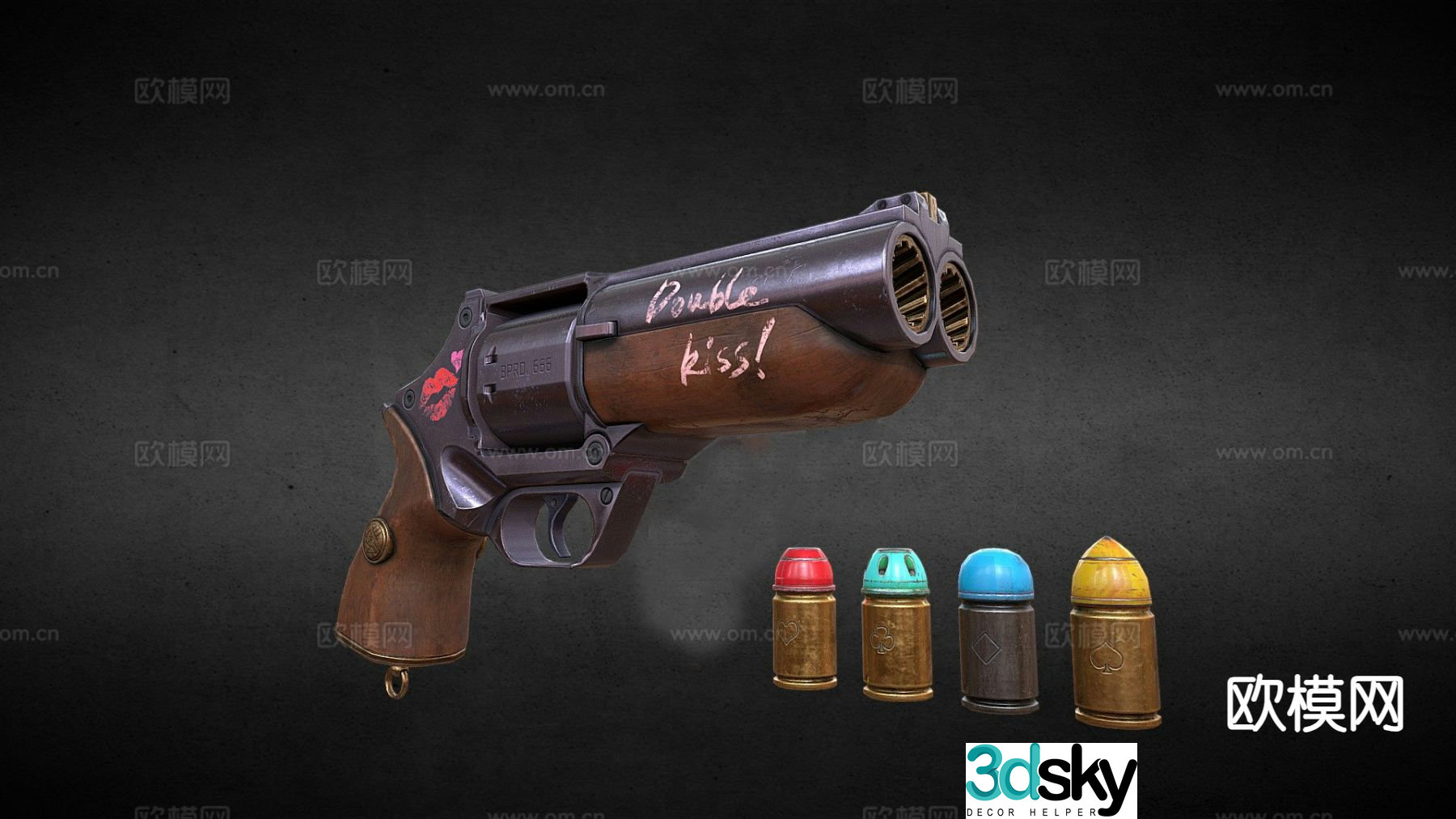 Hellboy double kiss gun 3d model