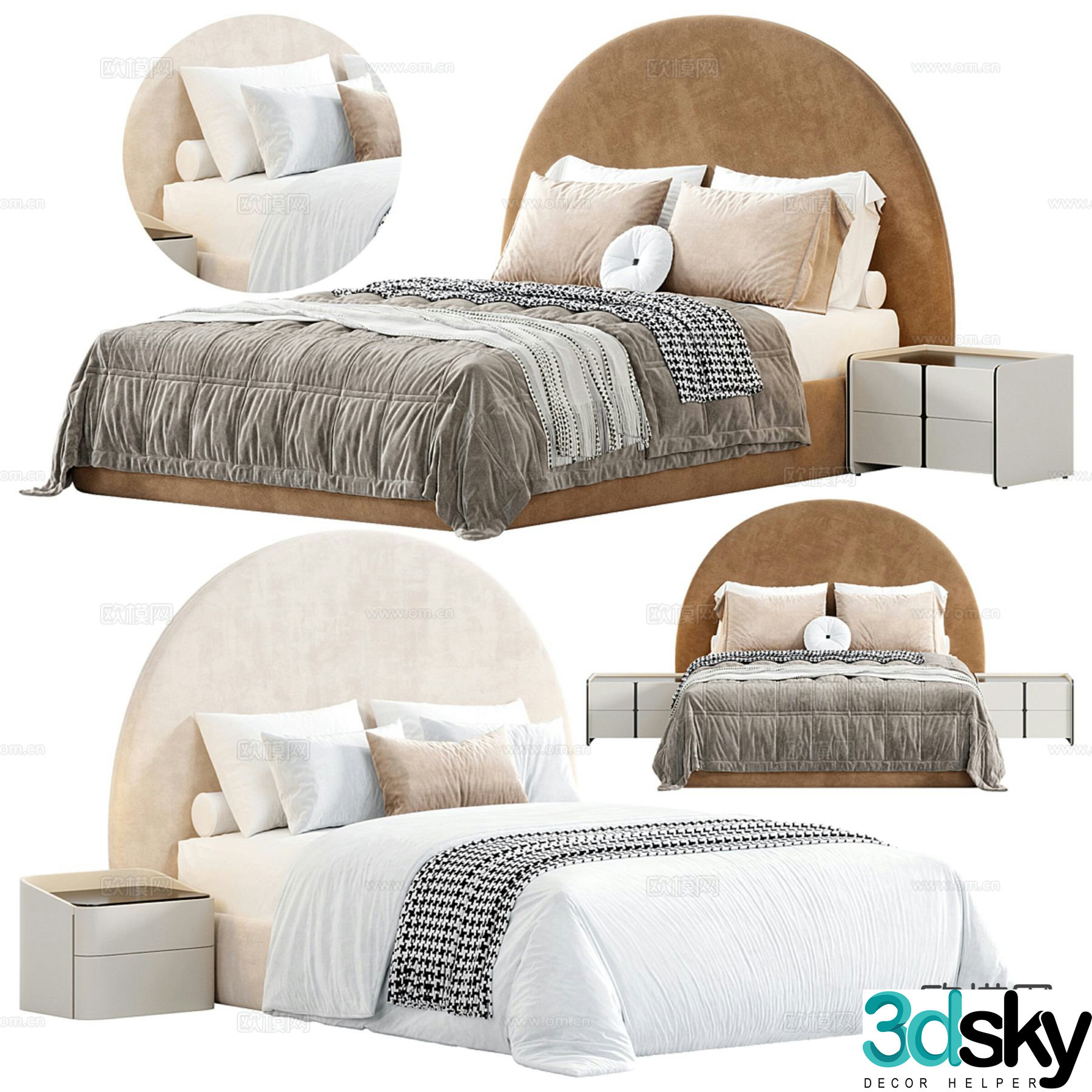 Modern double bed 3d model