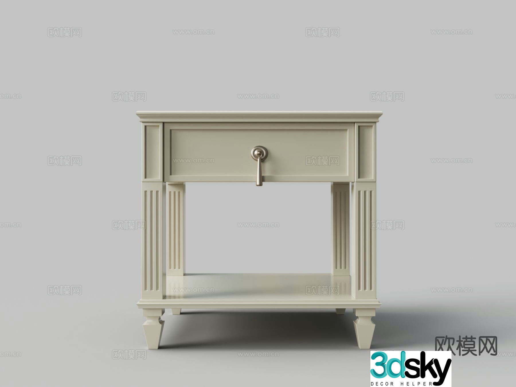 Simple European bedside table 3d model