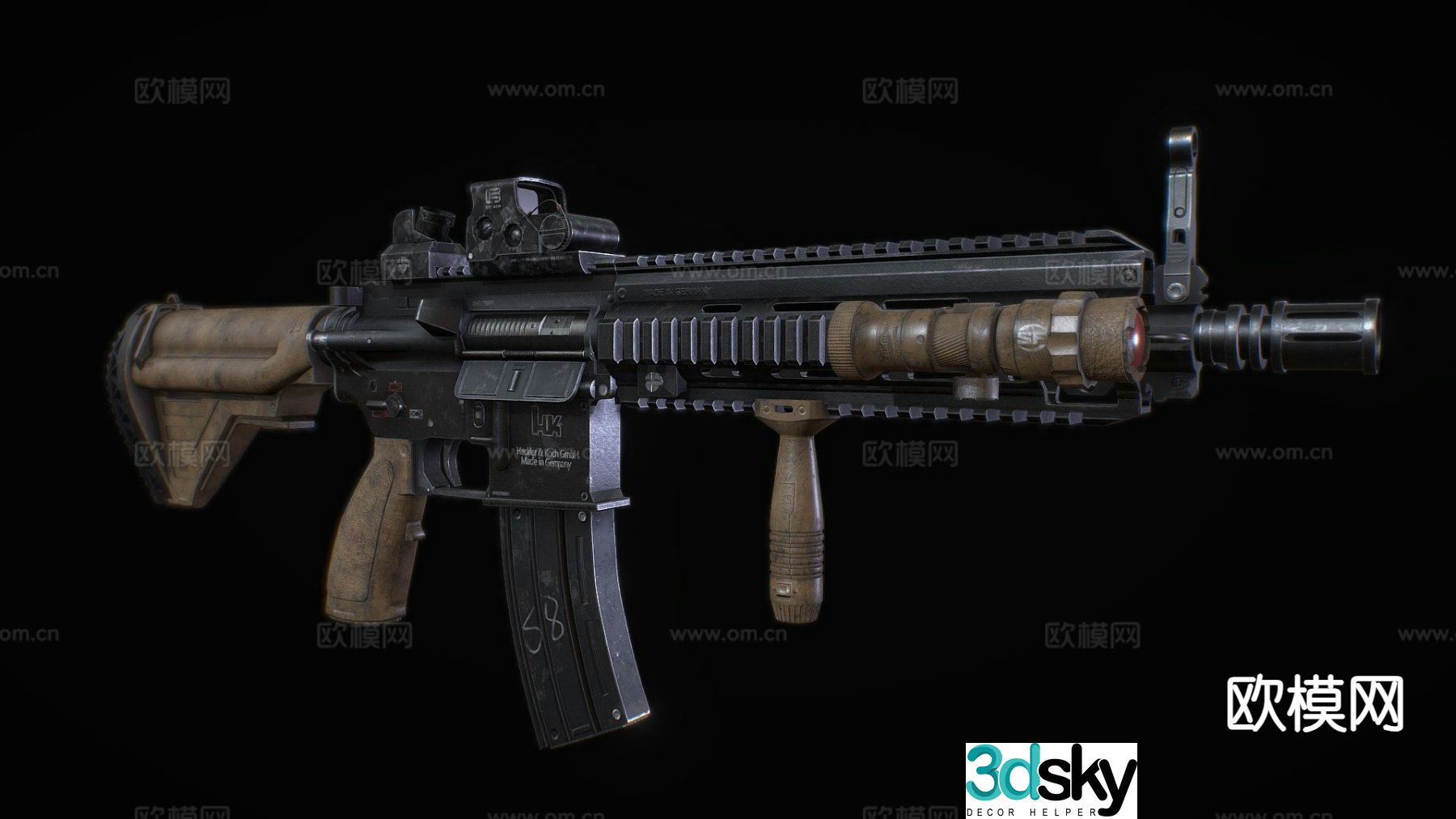 Koch HK416 rifle 3d model
