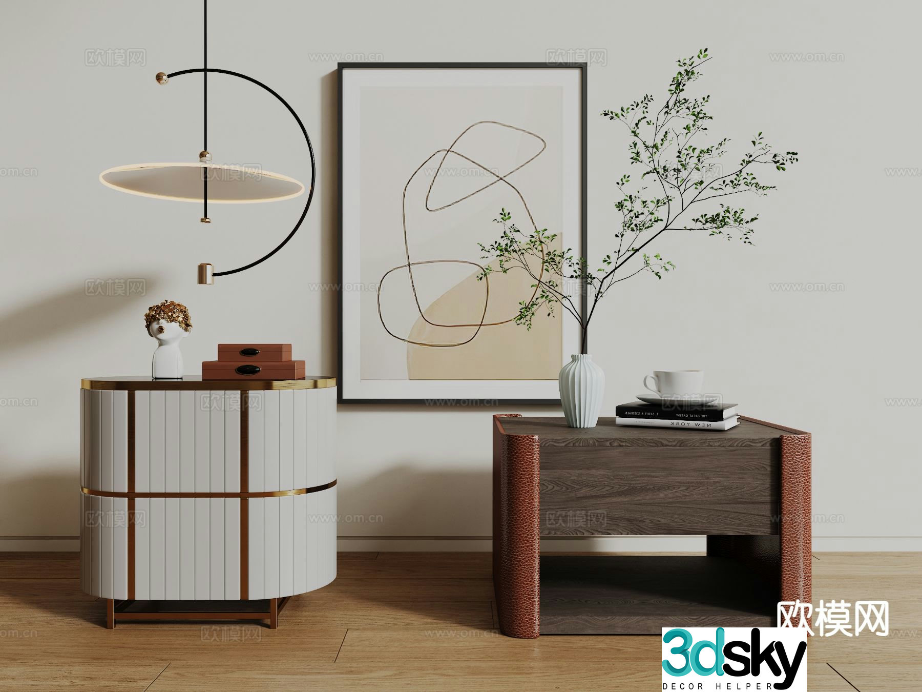 Light luxury bedside table 3D model