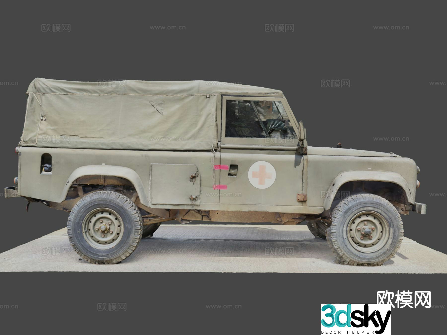 ambulance military truck supply truck 3d model