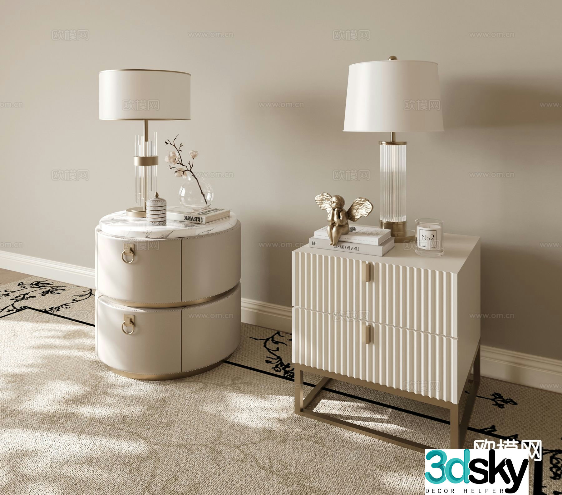 French bedside table 3d model