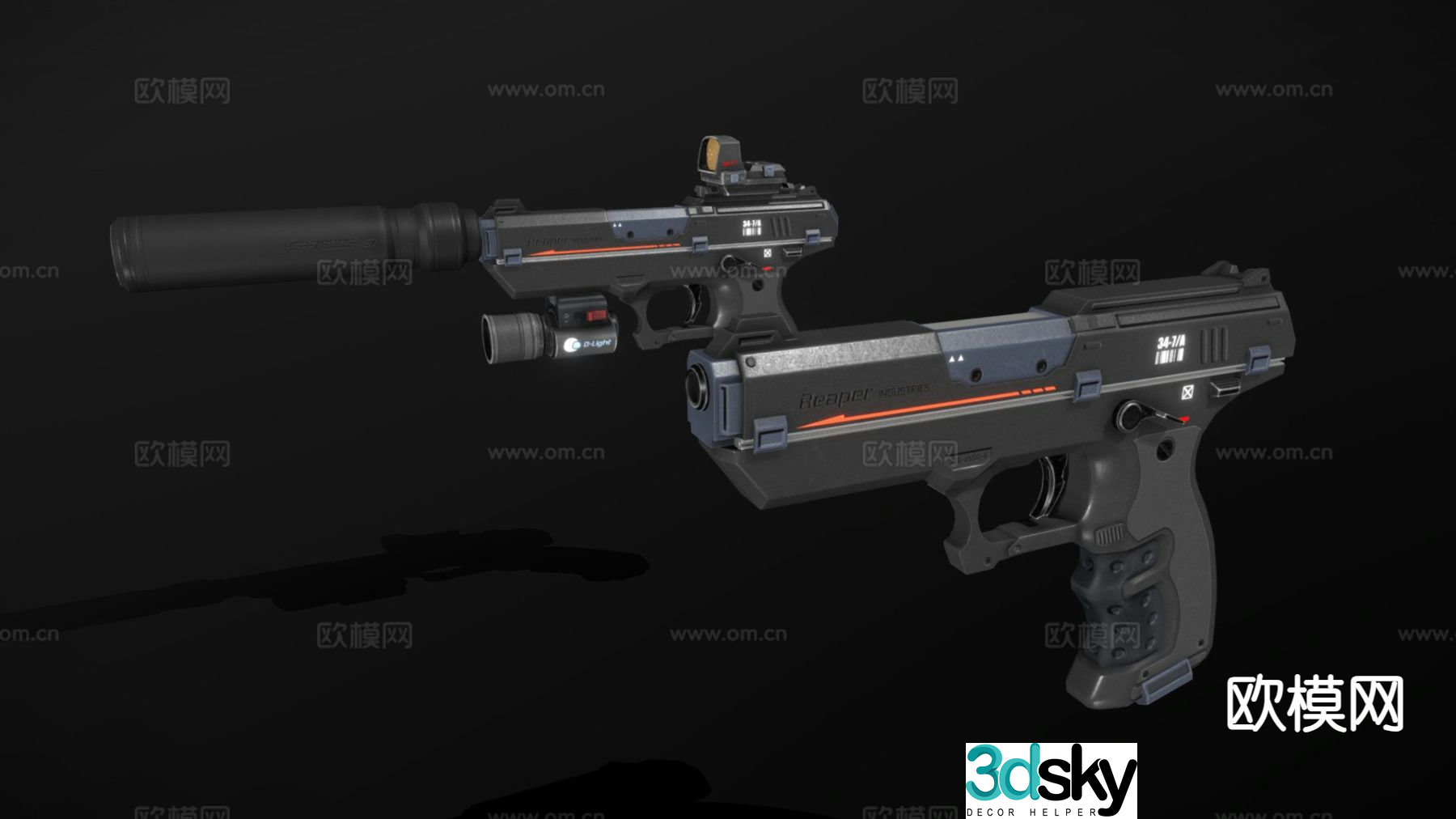 STN33 sci-fi pistol 3d model