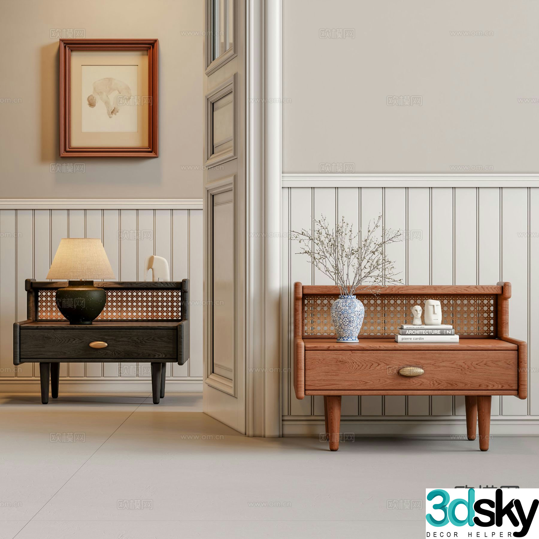 Medieval style bedside table 3d model