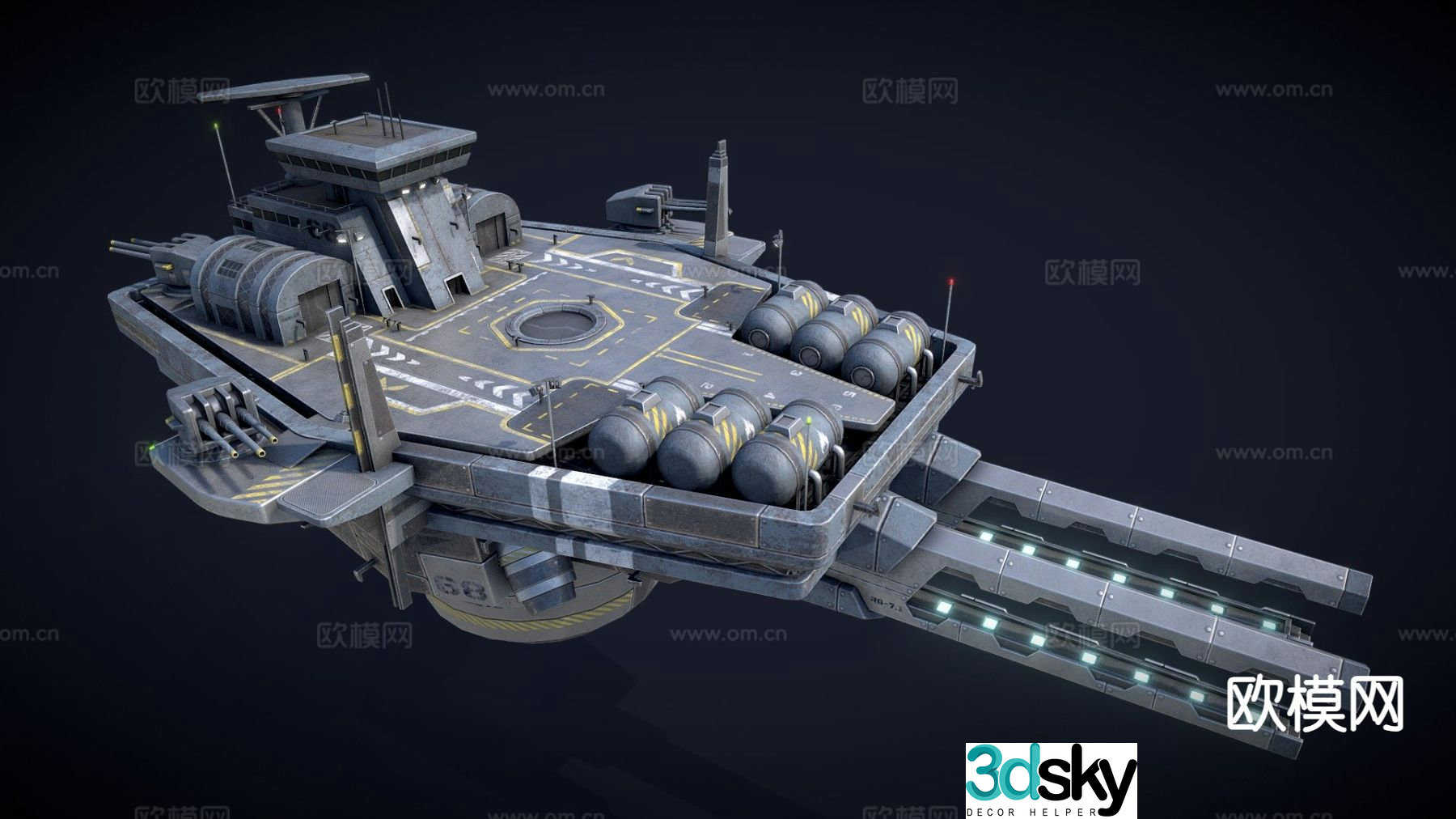 Sci-fi aircraft fighter warship 3d model