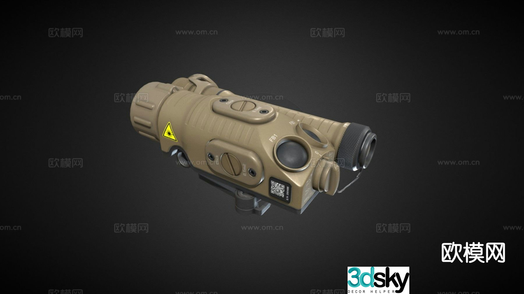 Thermal night vision goggles, magnifier, military supplies 3D model