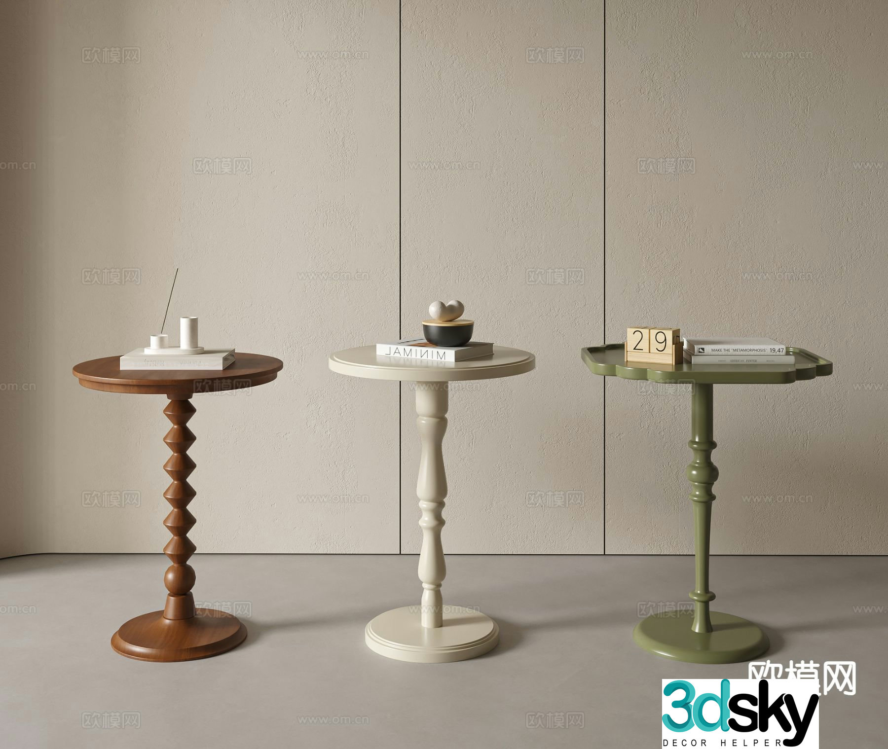 French side table corner table 3d model