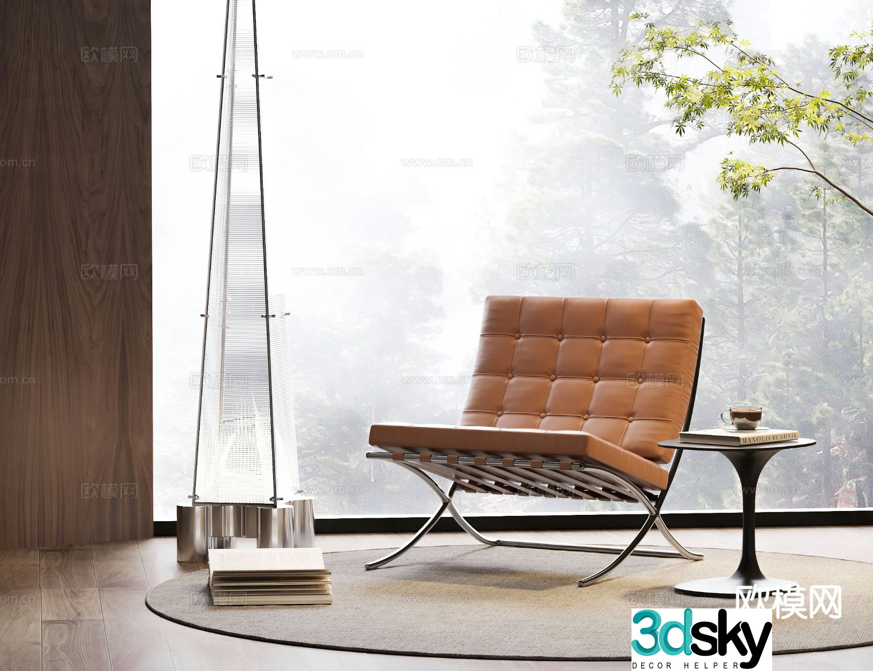 Italian style chair leisure chair 3d model