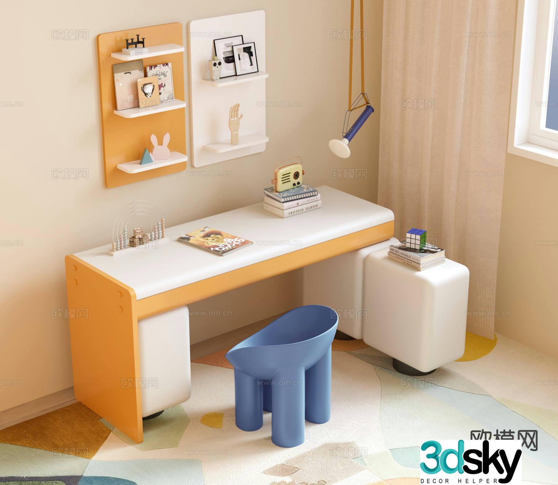 Modern children’s desk chair 3d model