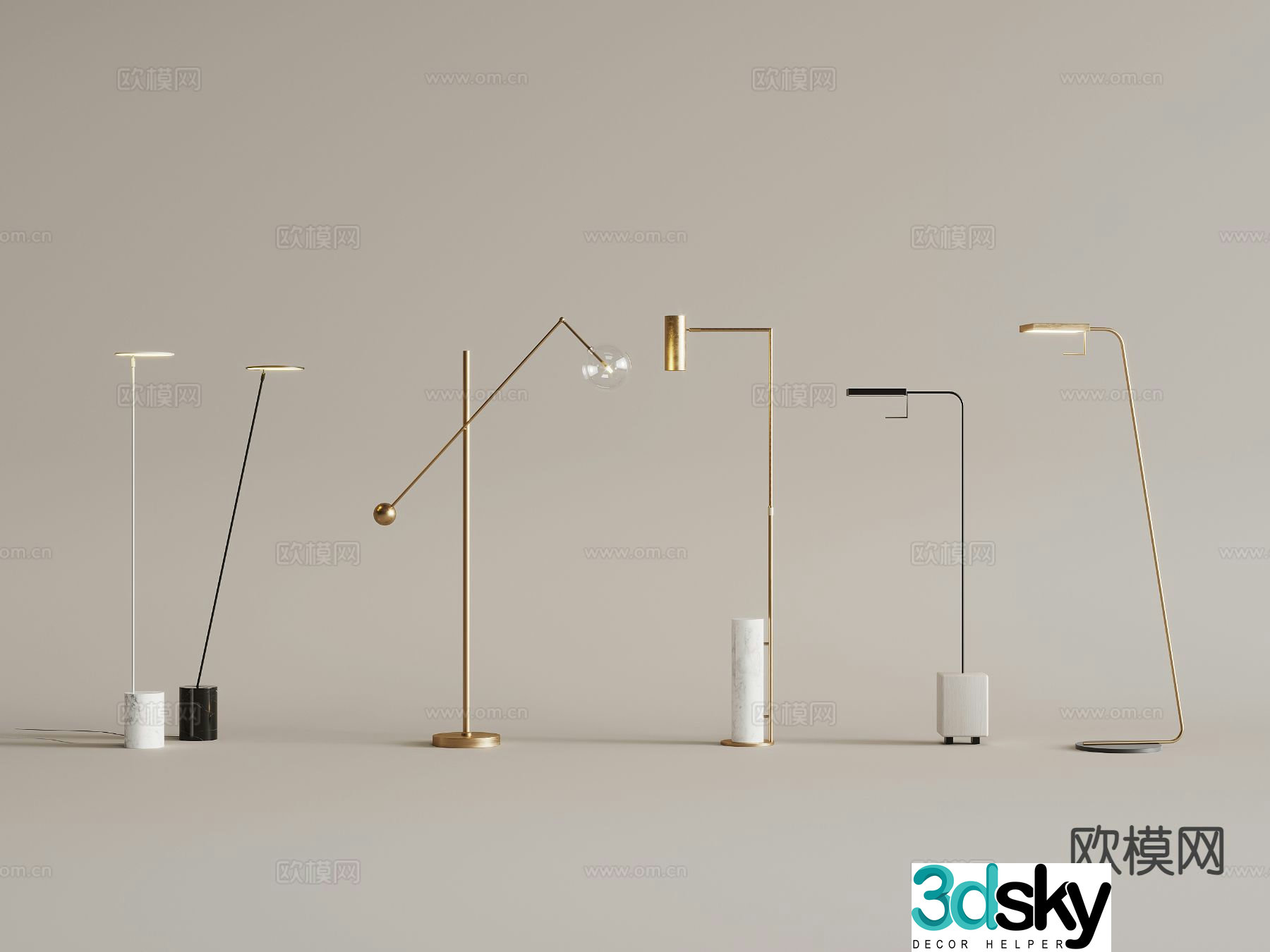 Minimalist floor lamp 3d model