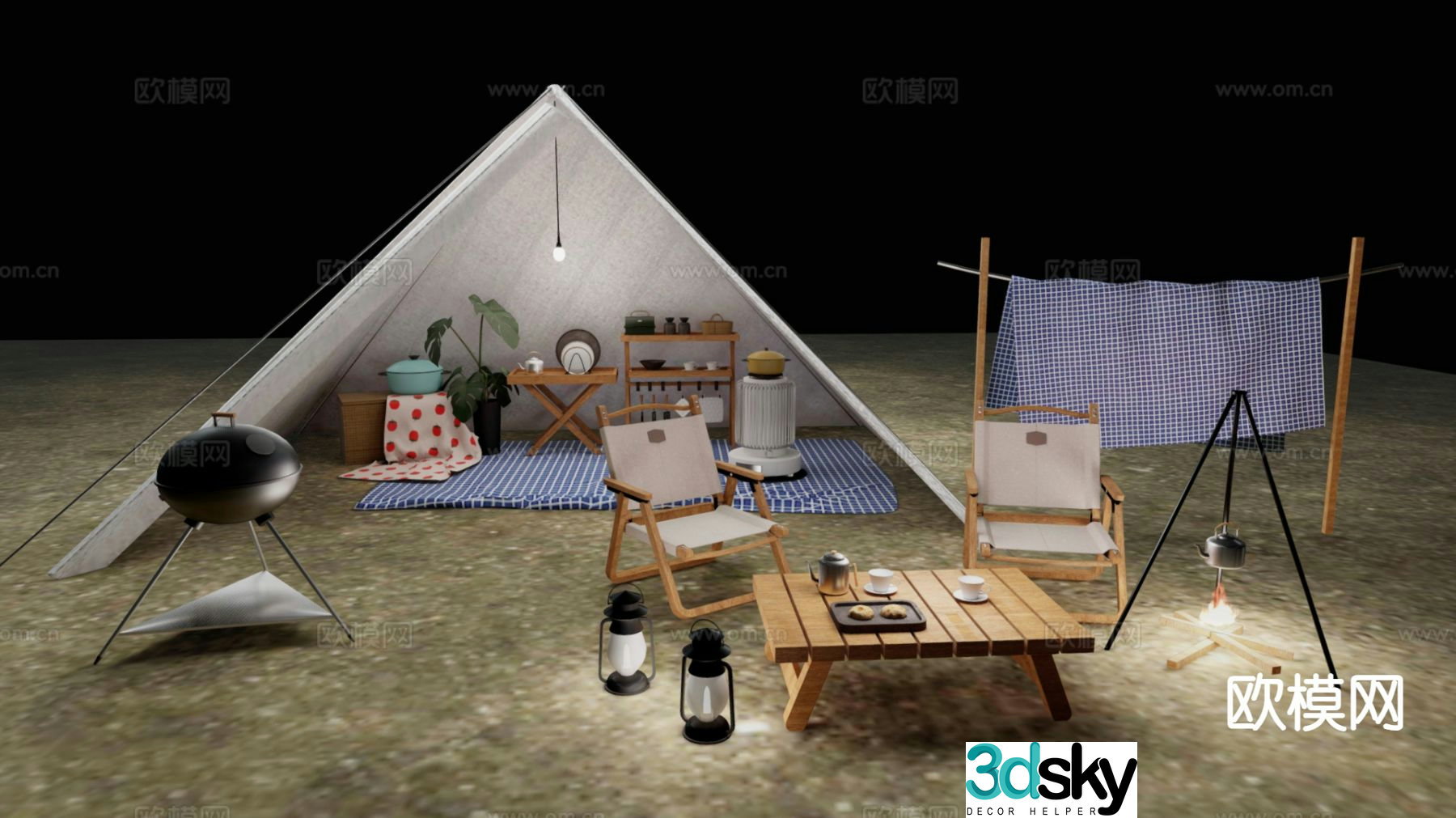 tent camping tent 3d model