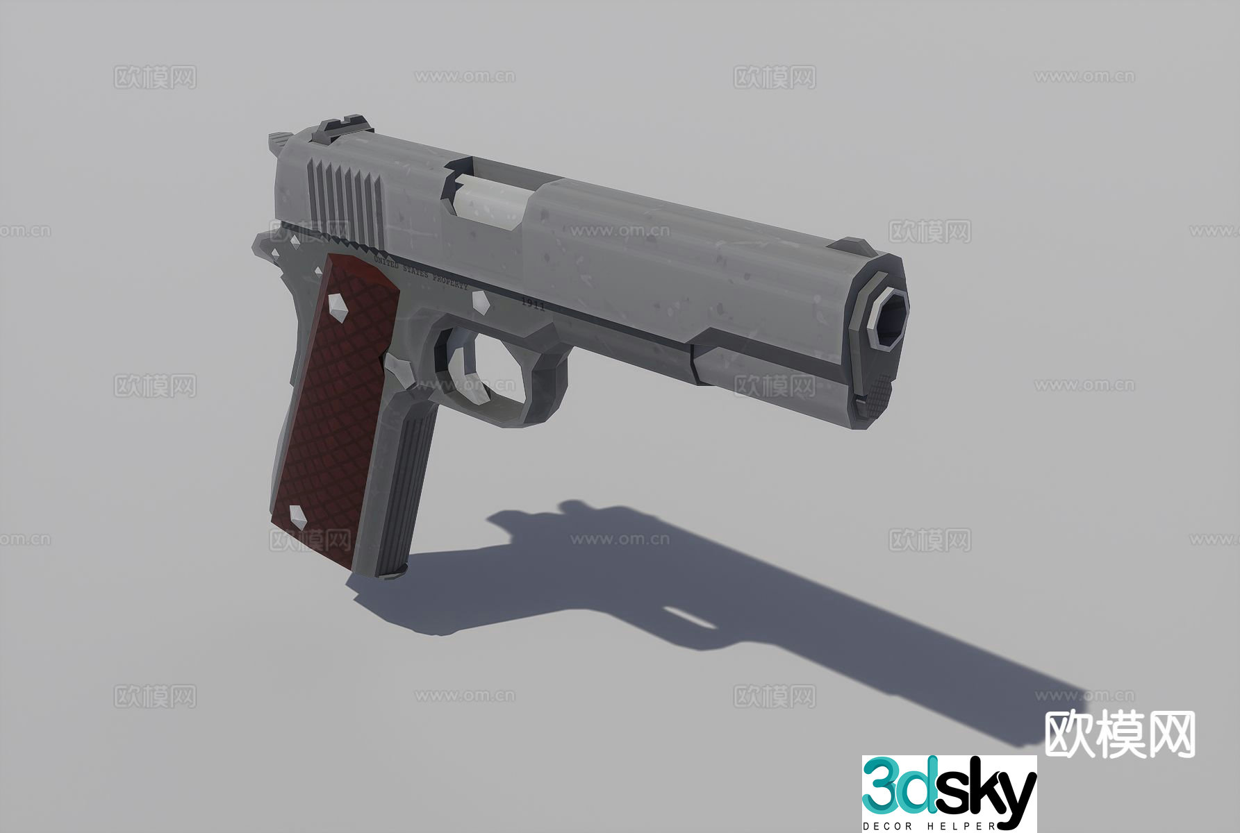 Pistol game props military weapons 3d model