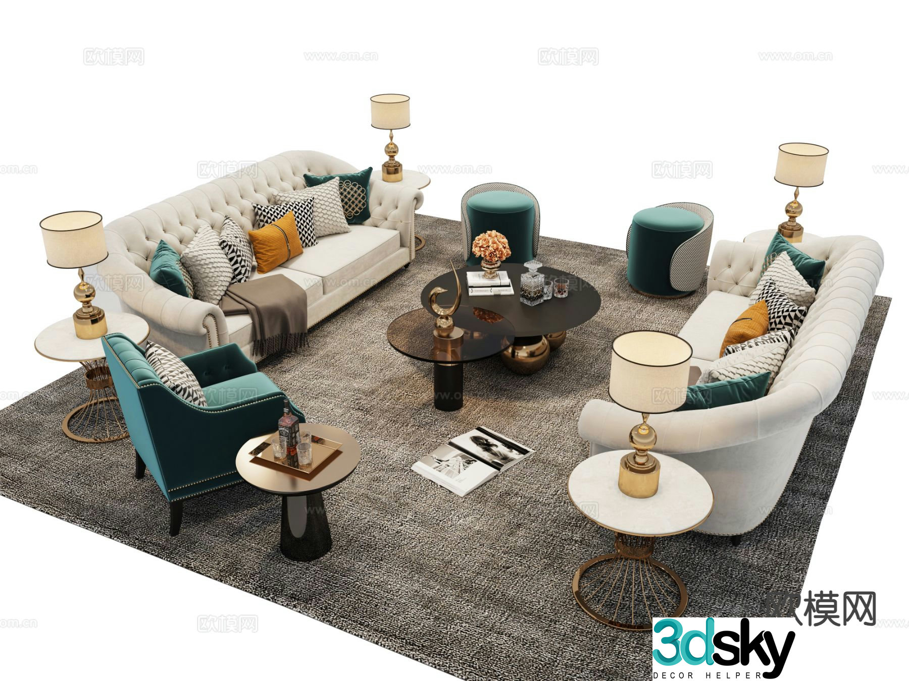 American modular sofa 3d model