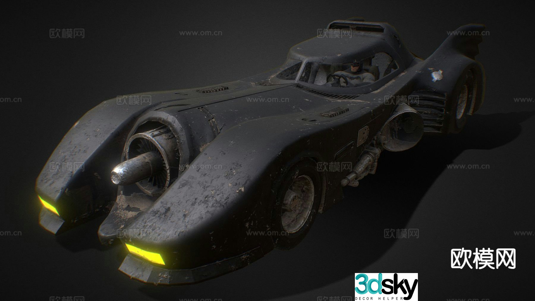 batmobile abandoned car shabby car 3d model