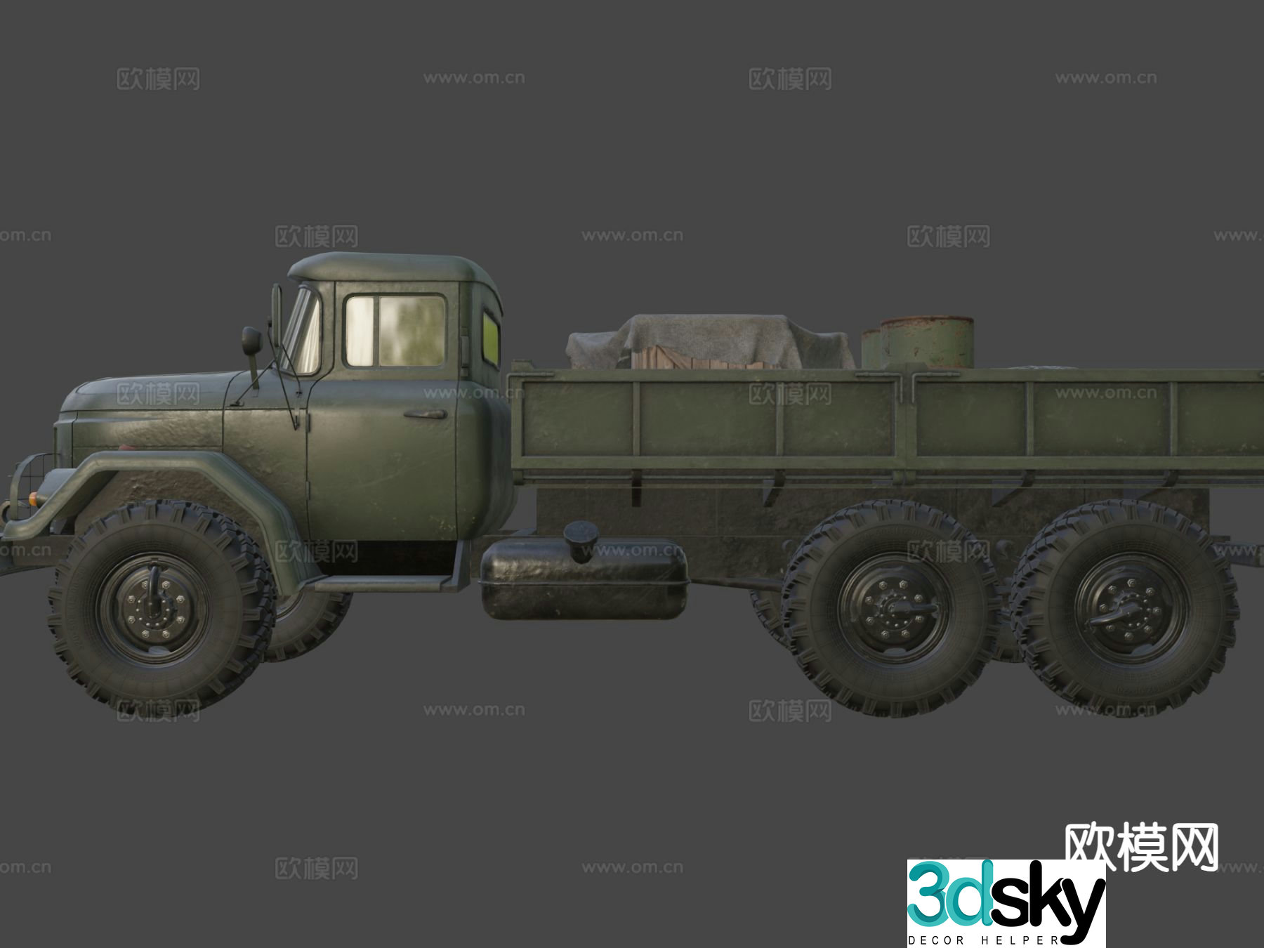 Soviet Army Car Supply Truck Material Vehicle 3D Model