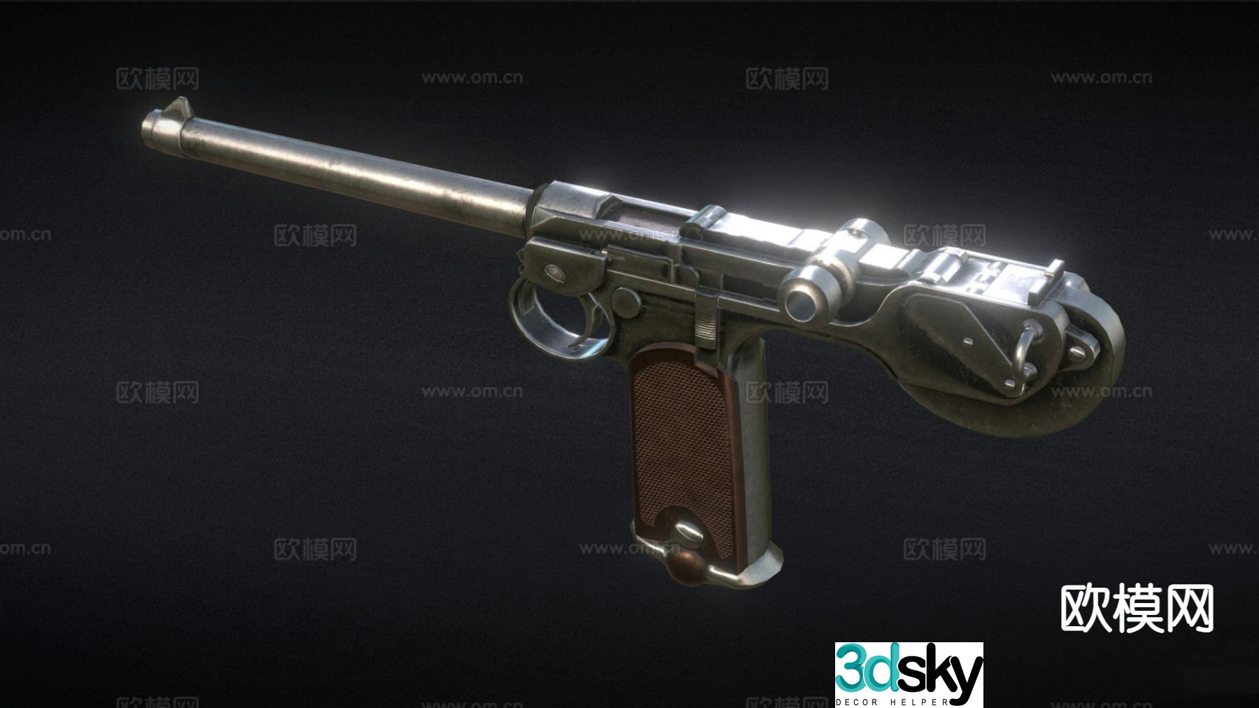 vintage pistol firearm firearm 3d model