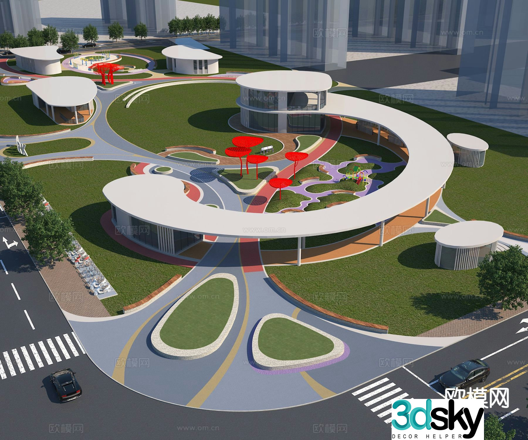 Park landscape community landscape 3d model