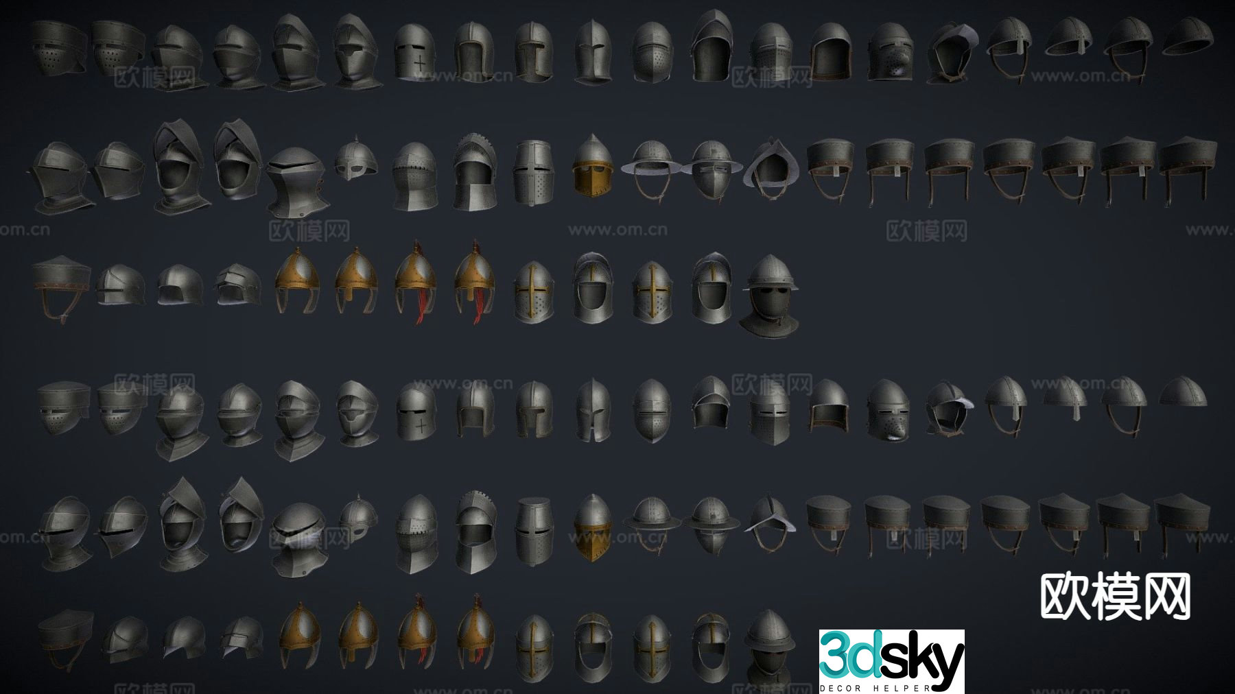 Medieval helmet bag 3d model