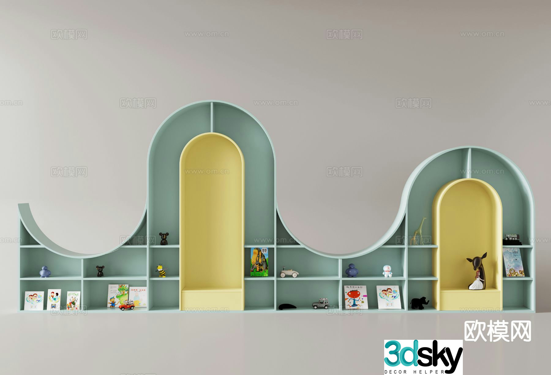 Children’s bookcase floor cabinet 3d model