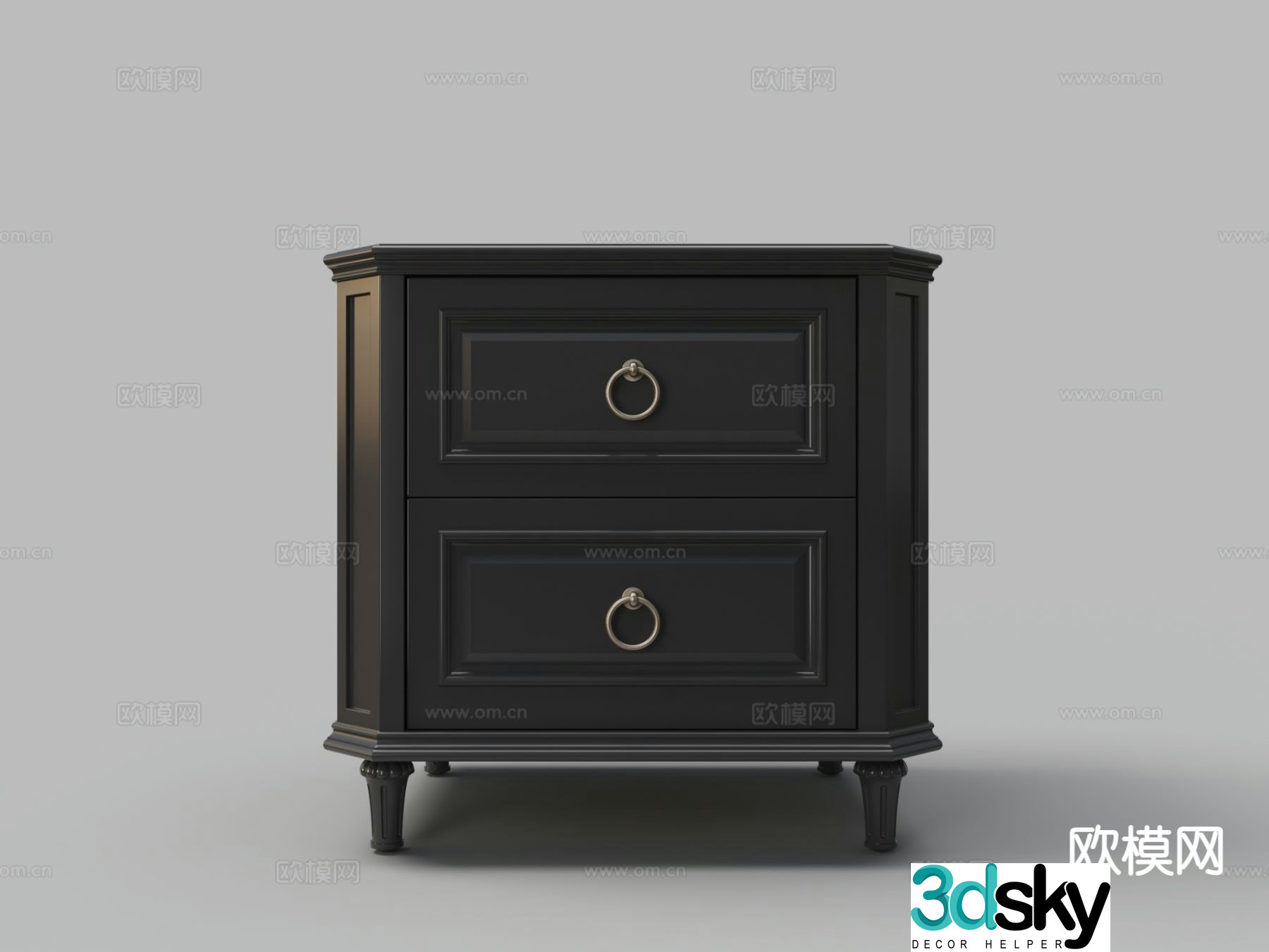 Simple European bedside table 3d model