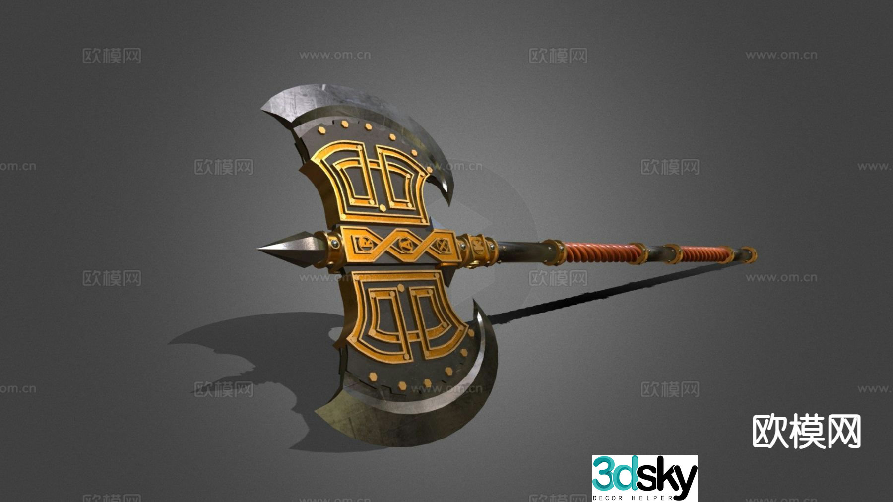 Dwarf two-handed ax battle ax 3d model