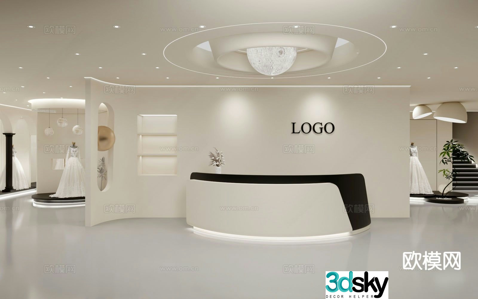 Creamy Wedding Shop 3D Model