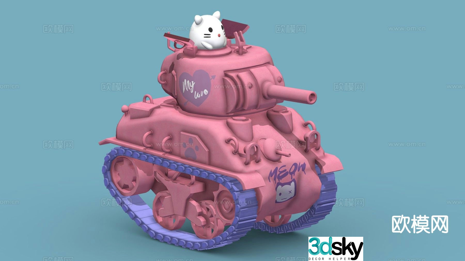 Cartoon Tank Toy Tank Hello Kitty Tank 3d model