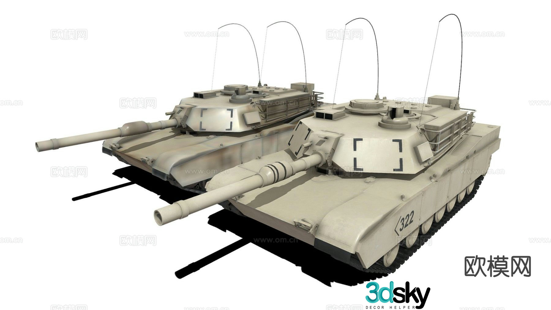 camouflage tank 3d model