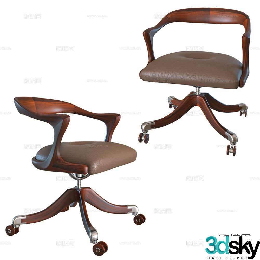 Medieval style office chair conference chair 3d model