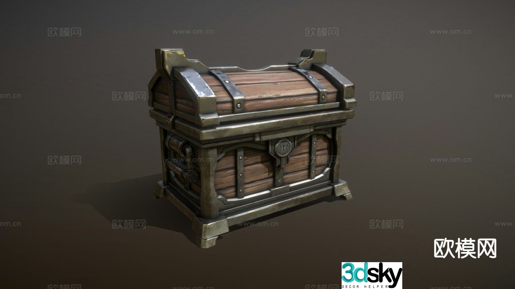 wooden box treasure chest 3d model