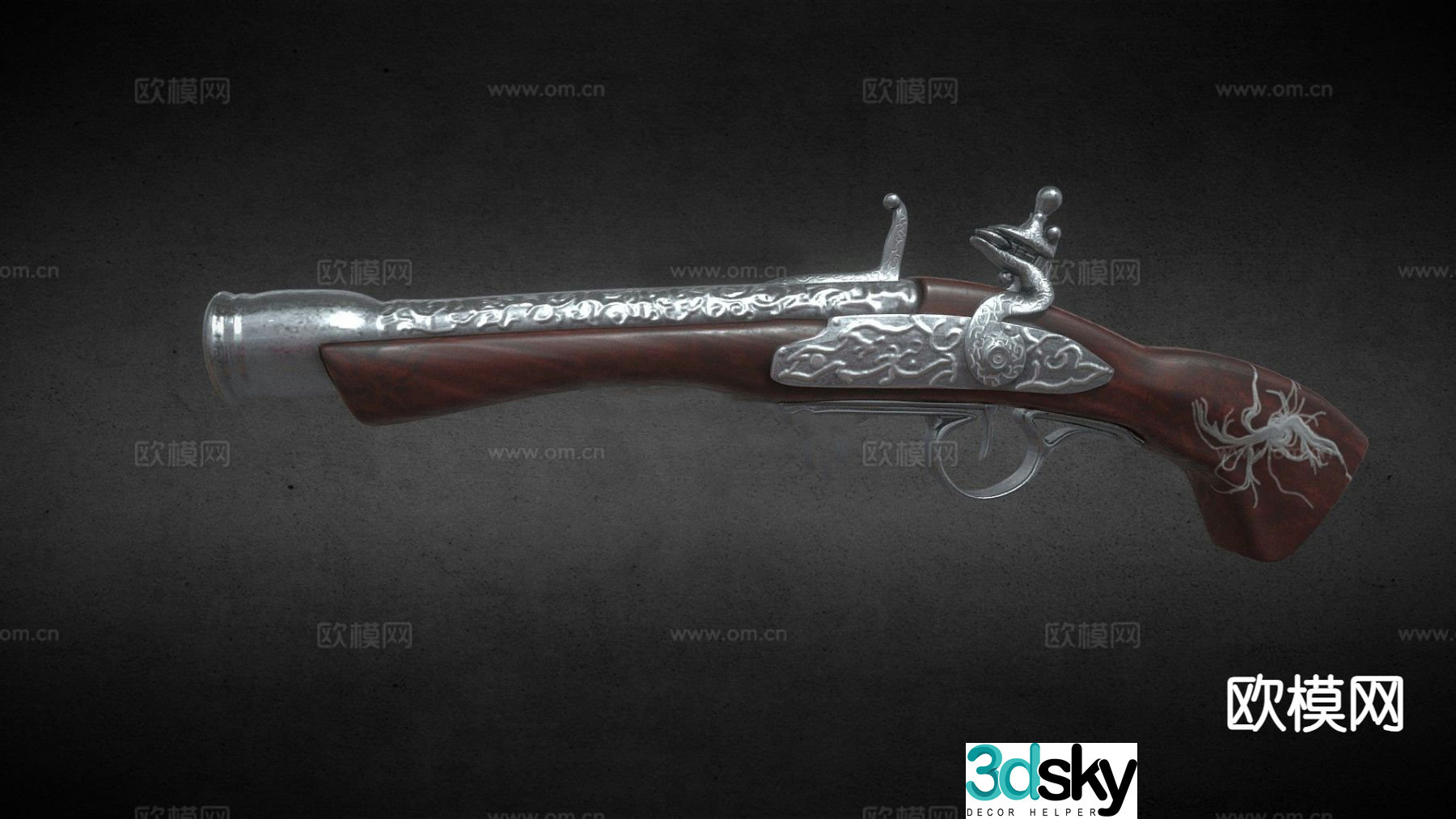 flintlock gun weapon 3d model