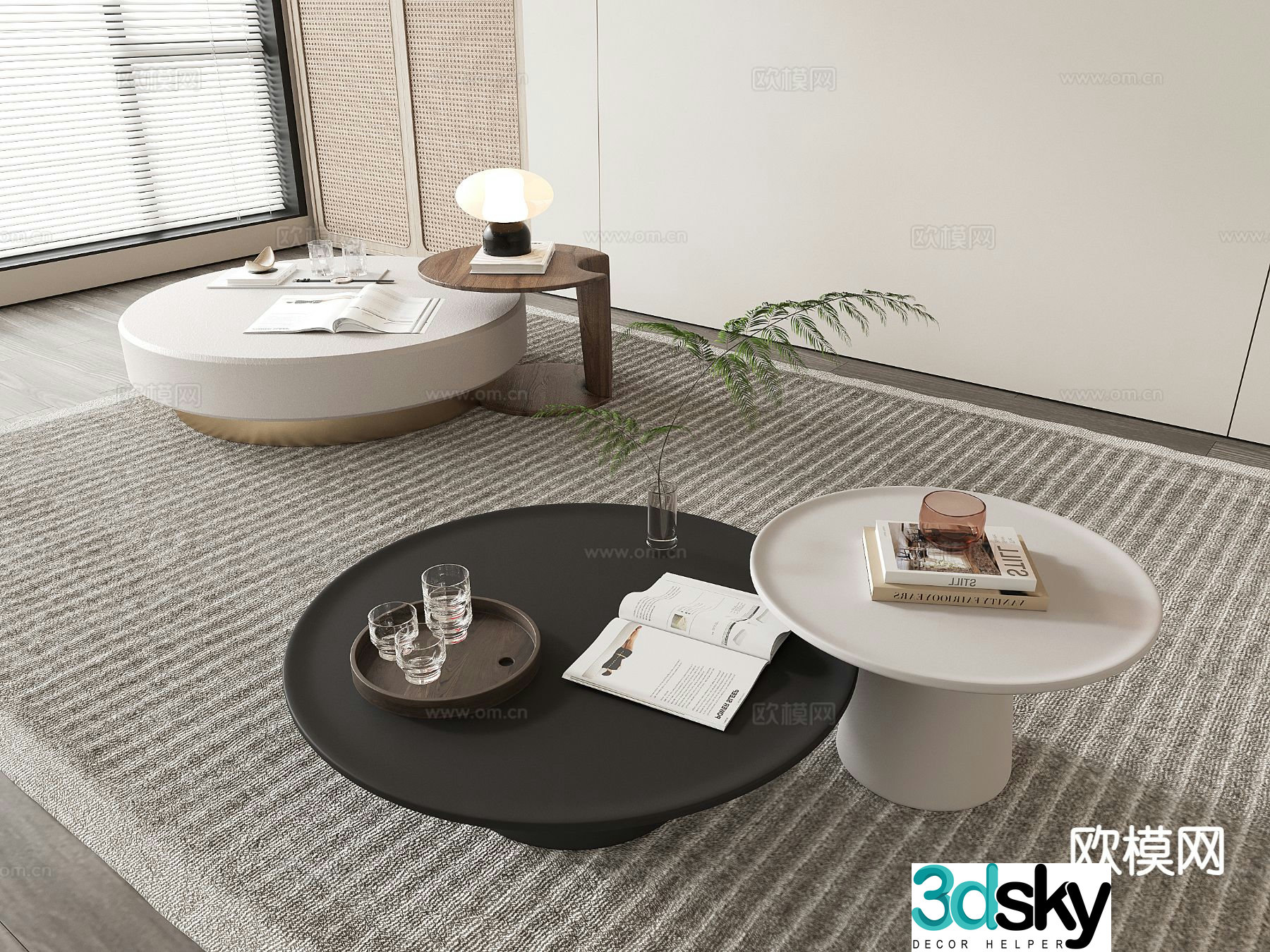 Modern double coffee table 3d model