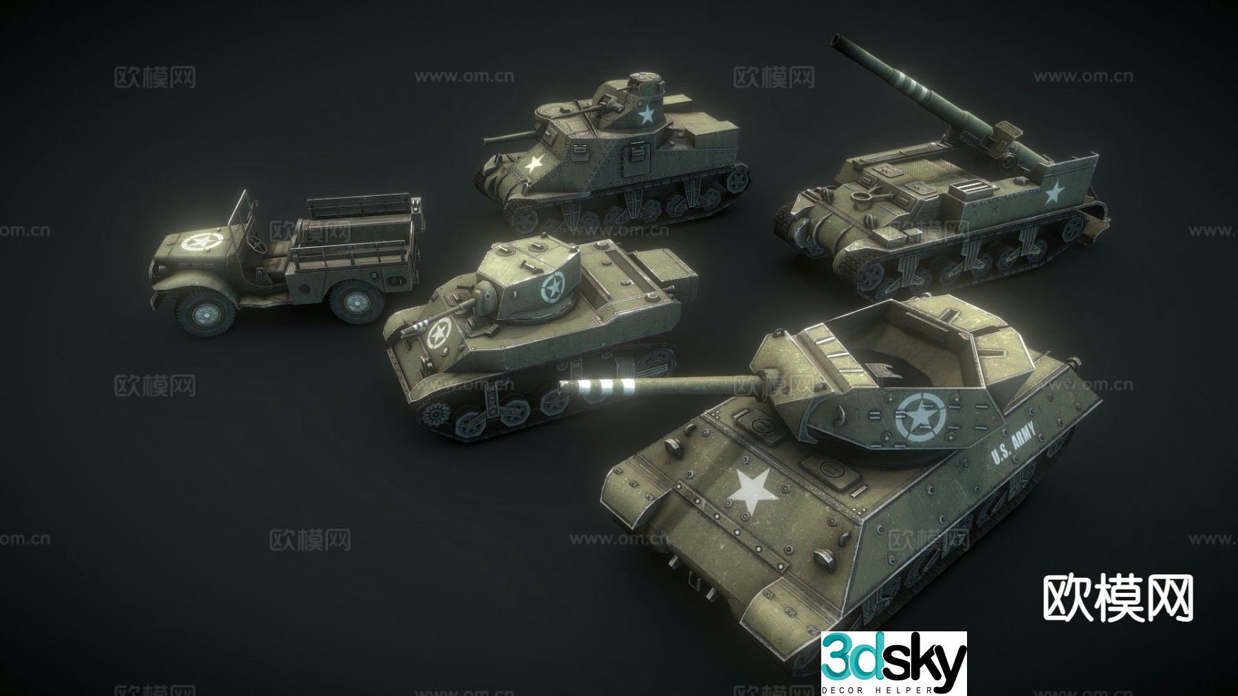 American tank military tank 3d model