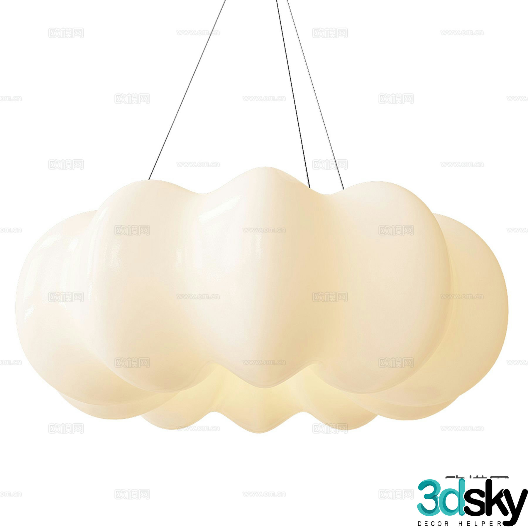 Cream style chandelier art chandelier 3d model