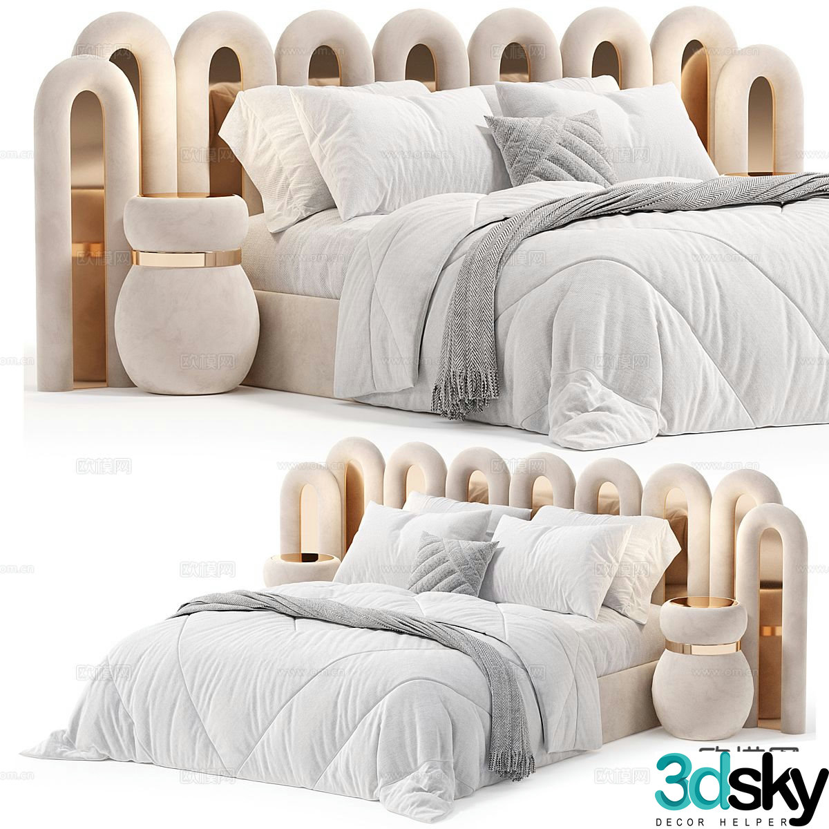 Modern double bed 3d model