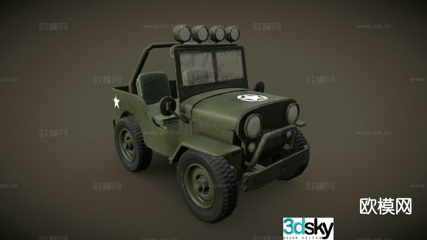 military vehicle jeep transporter 3d model