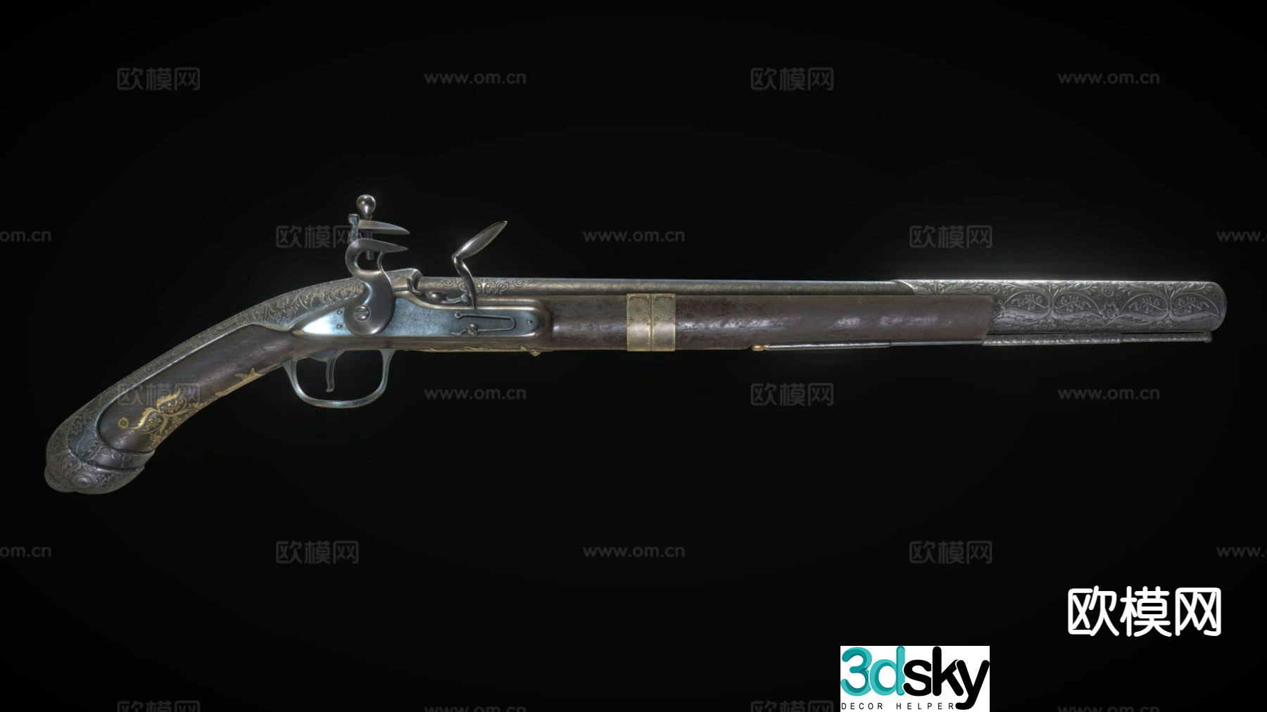 flint pistol 3d model