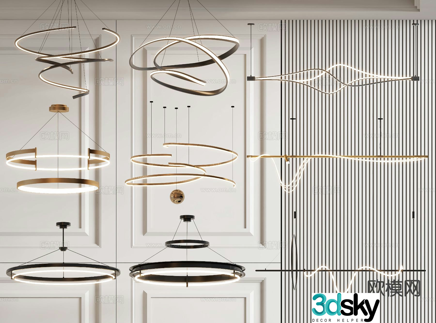Modern metal chandelier ring chandelier 3d model