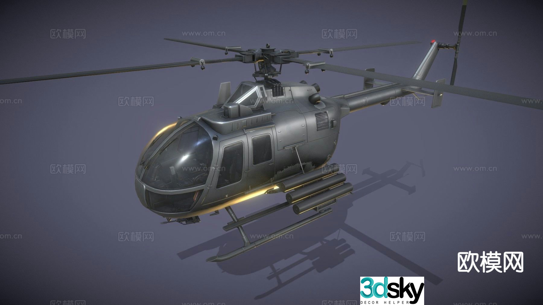 Attack military helicopter 3d model