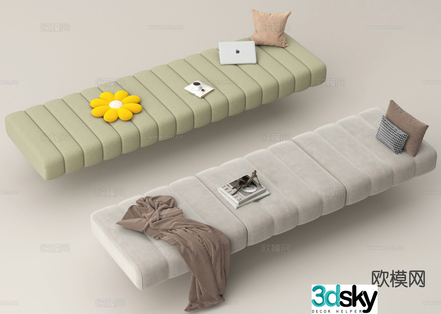 Modern sofa cushions bay window cushions soft cushions 3D model