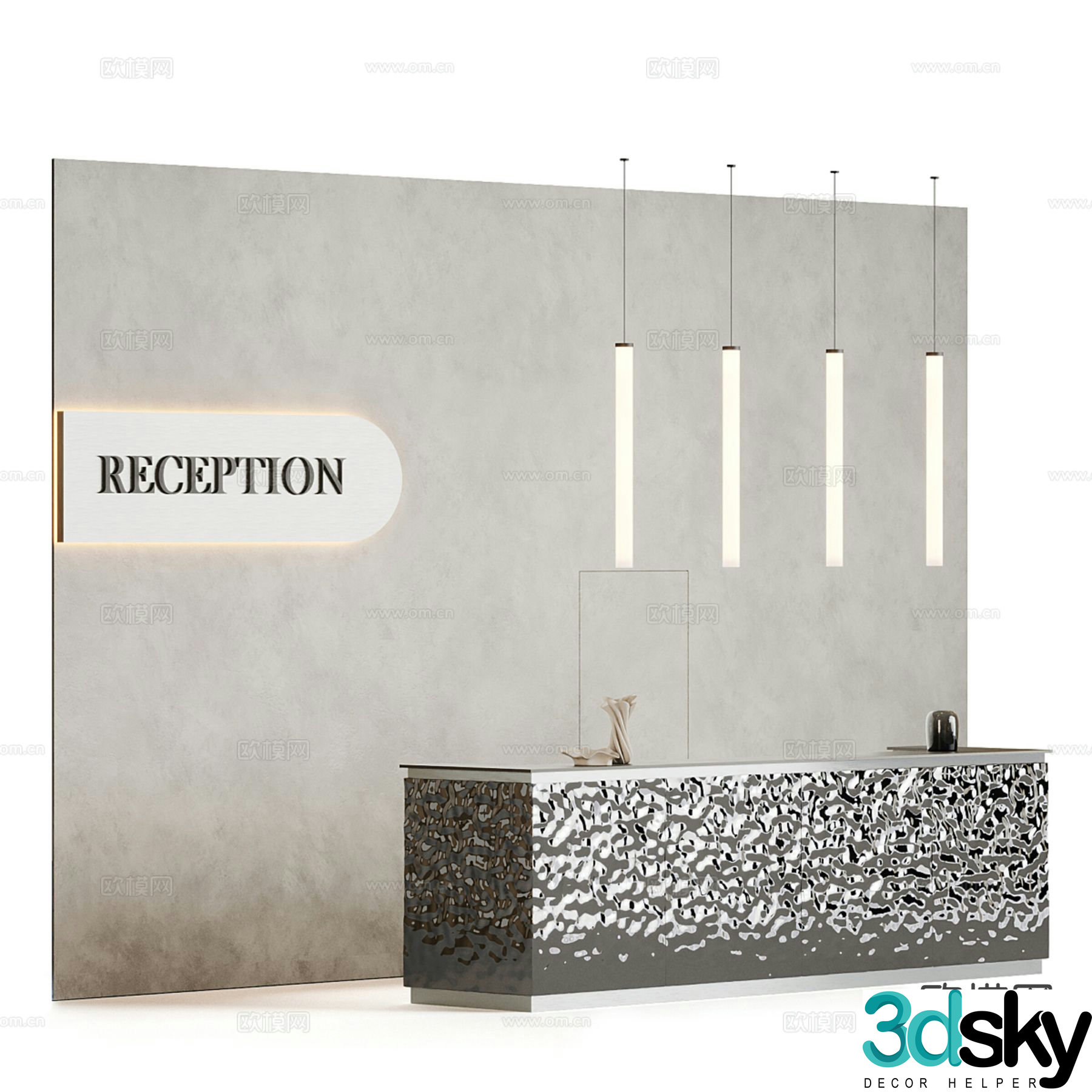 Modern front desk service desk reception desk 3d model