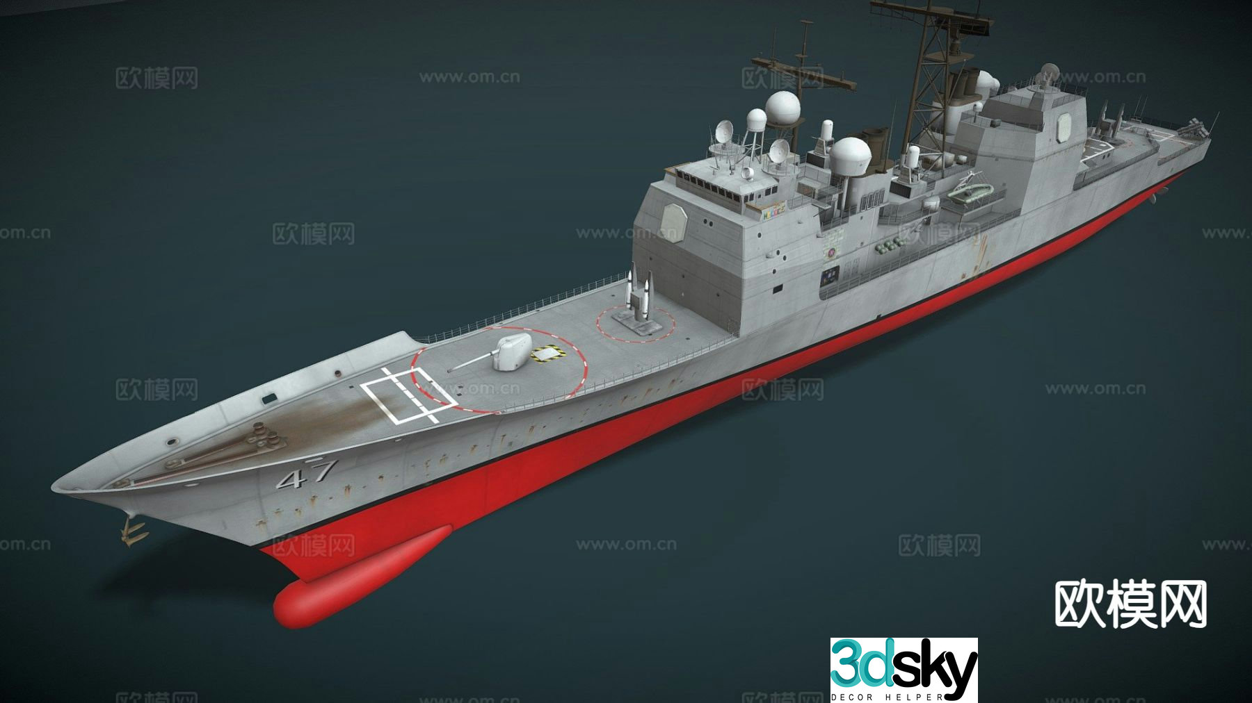 ship cruiser warship 3d model