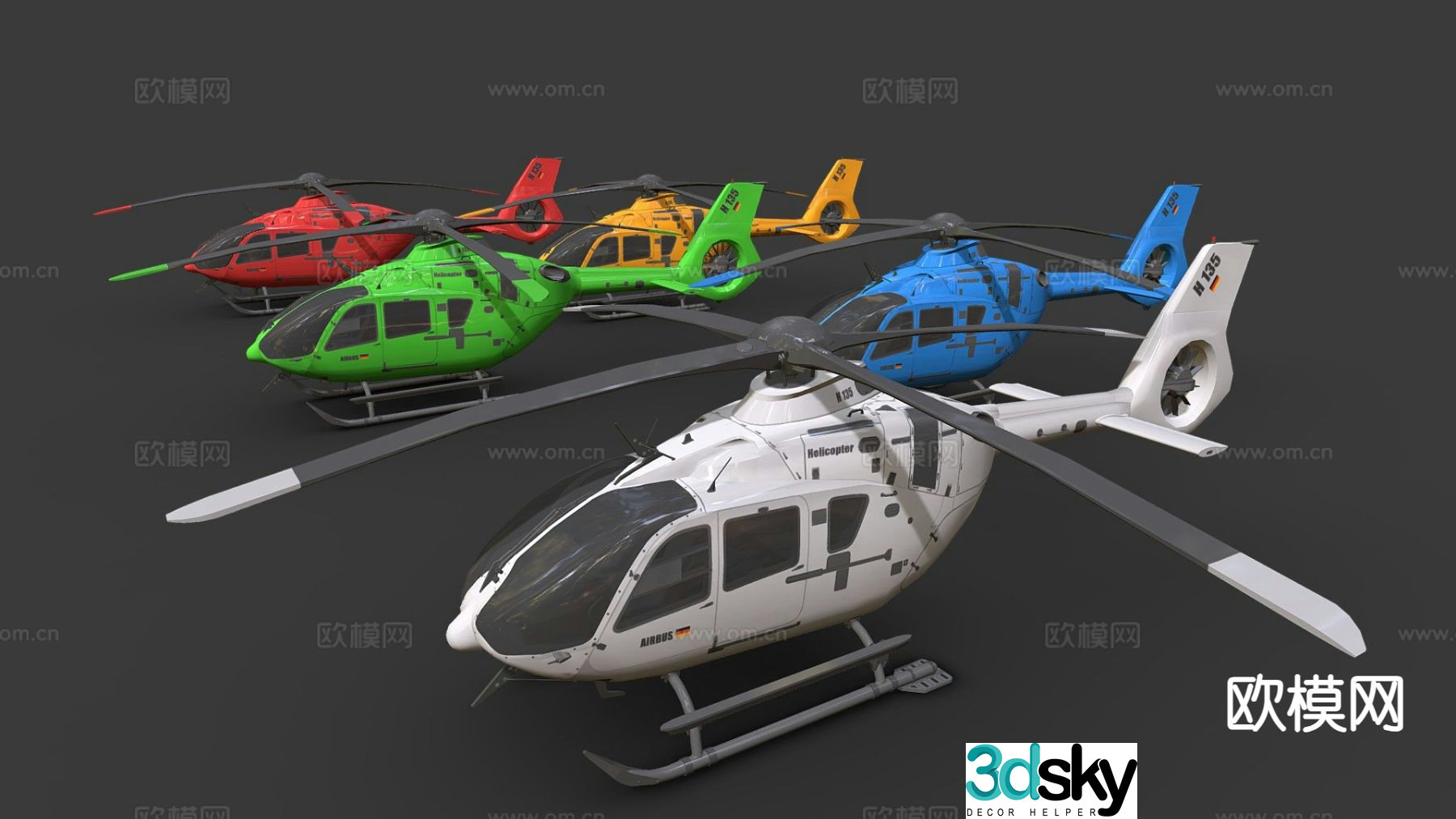 airliner airplane helicopter 3d model