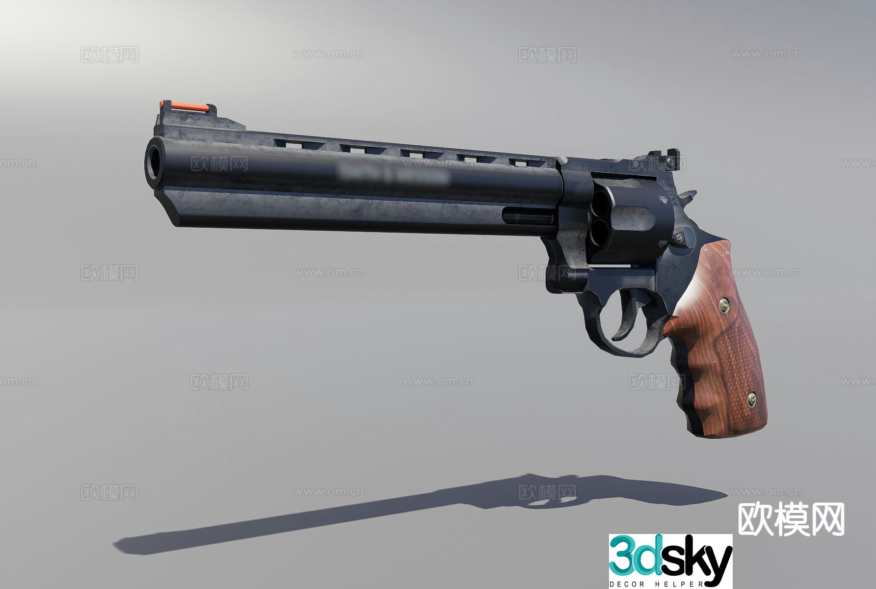wooden handle pistol military weapon 3d model