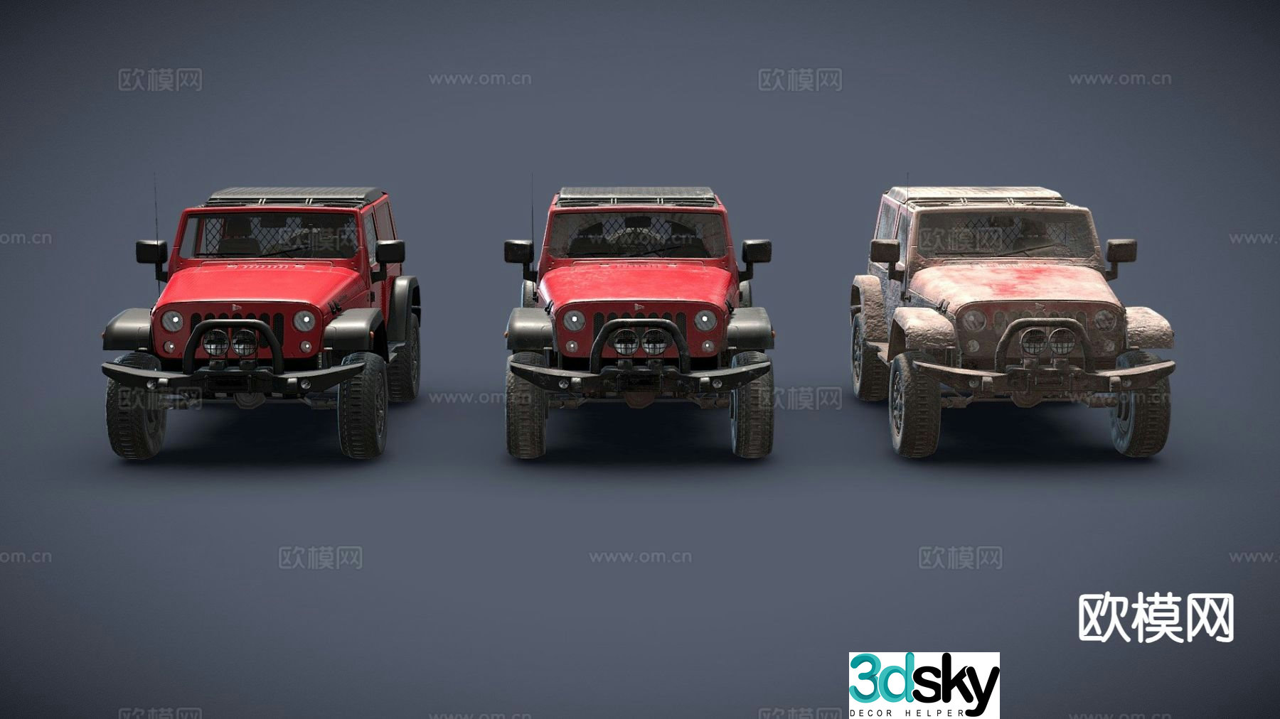 red jeep 3d model