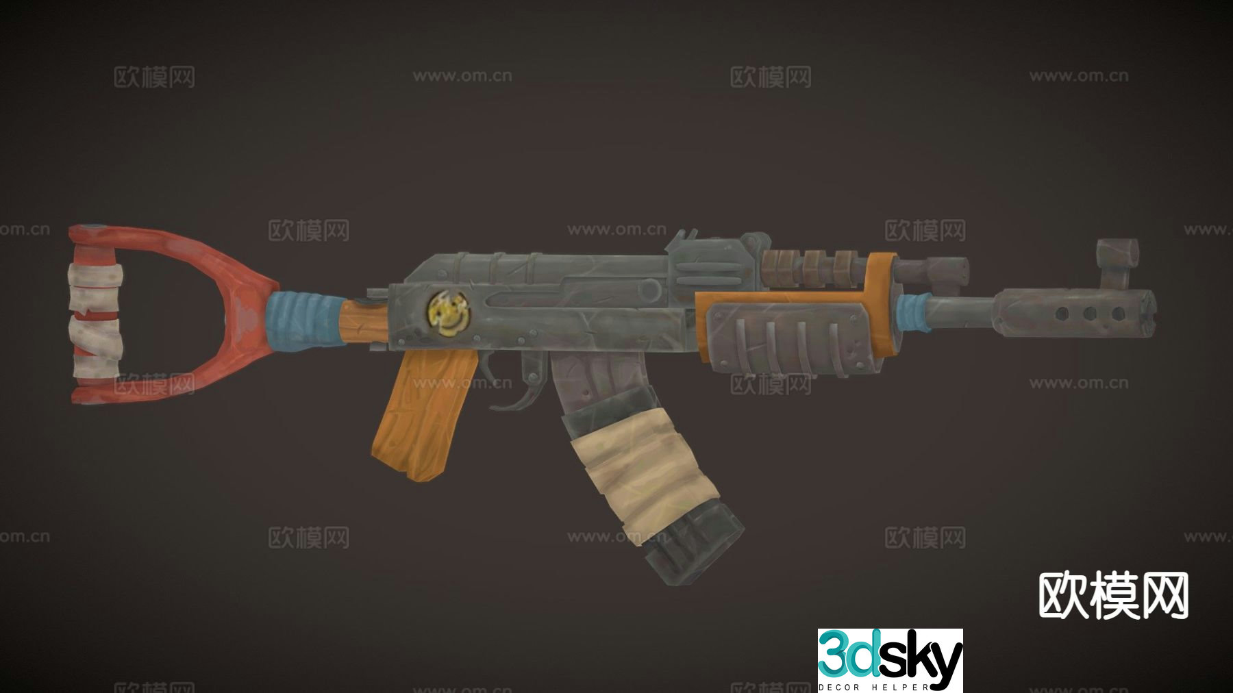 Rusty assault rifle Ak47 rifle 3d model
