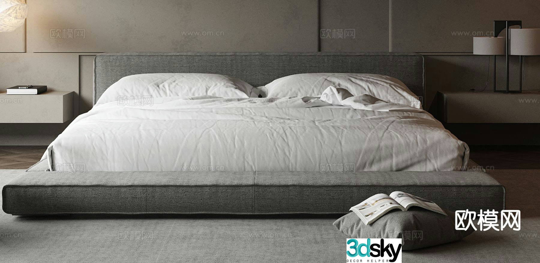 Modern double bed 3d model